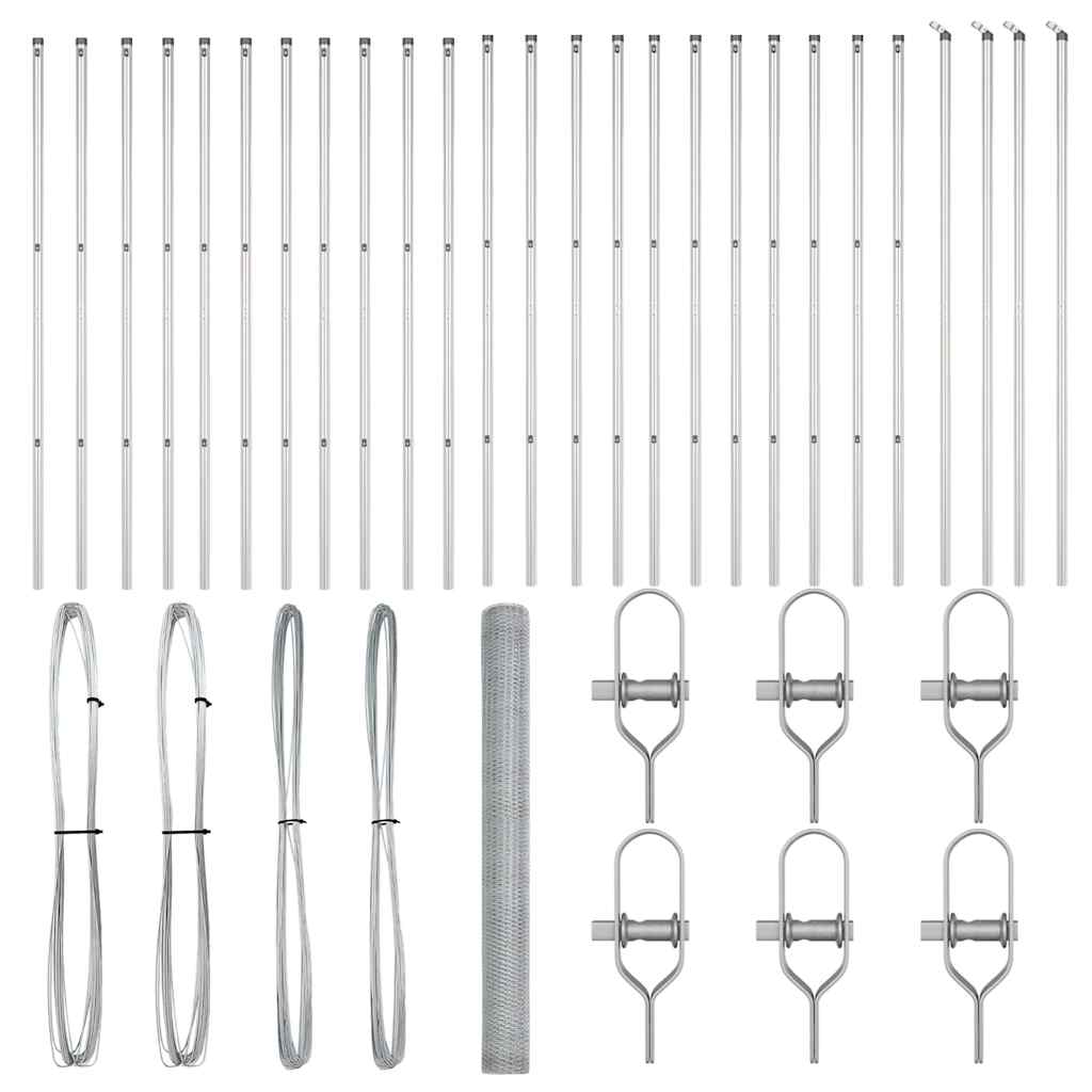 Afrasteringspaal Zilver 50 x 1,5 m (13 mm gaas) Staal