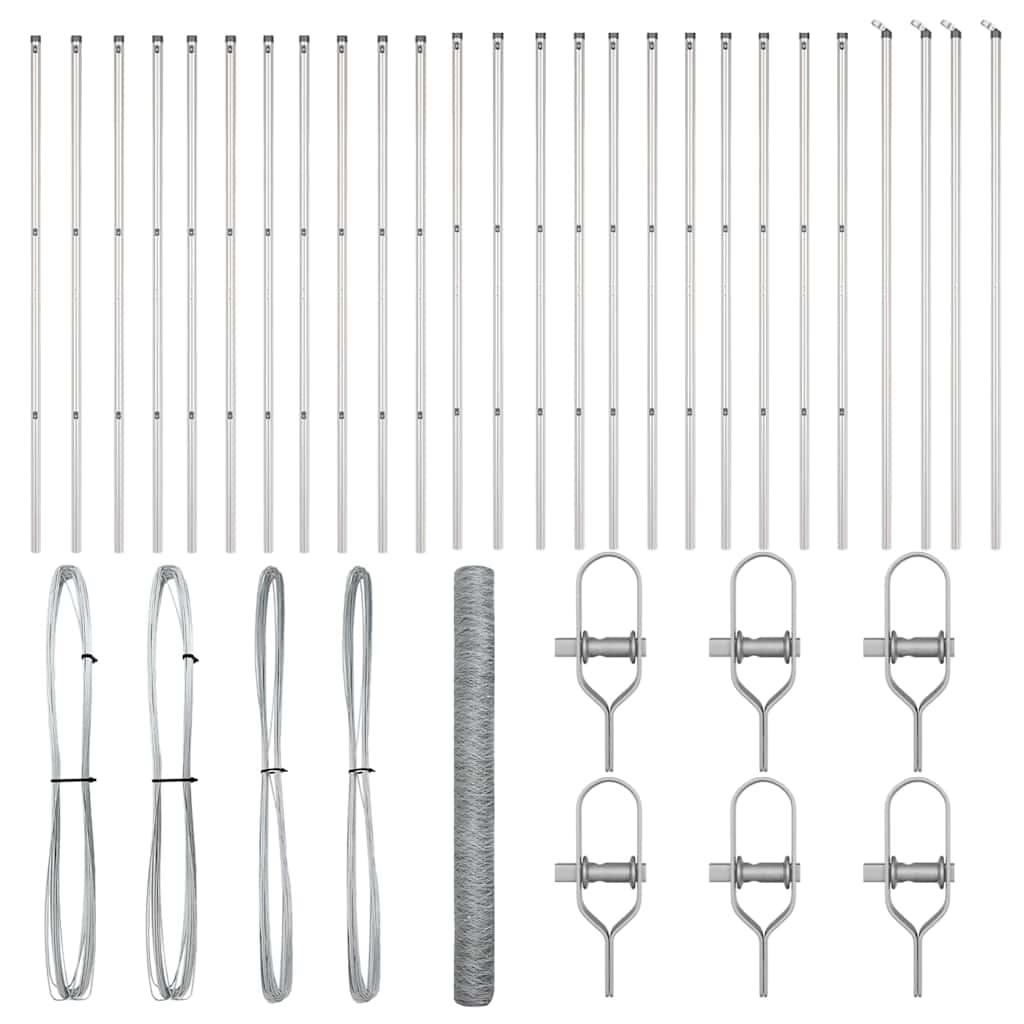 Afrasteringspaal Zilver 50 x 1,5 m (36 mm gaas) Staal