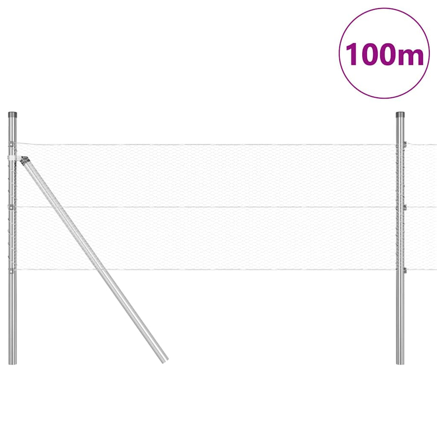 Afrasteringspaal Zilver 100 x 0,4 m (13 mm gaas) Staal