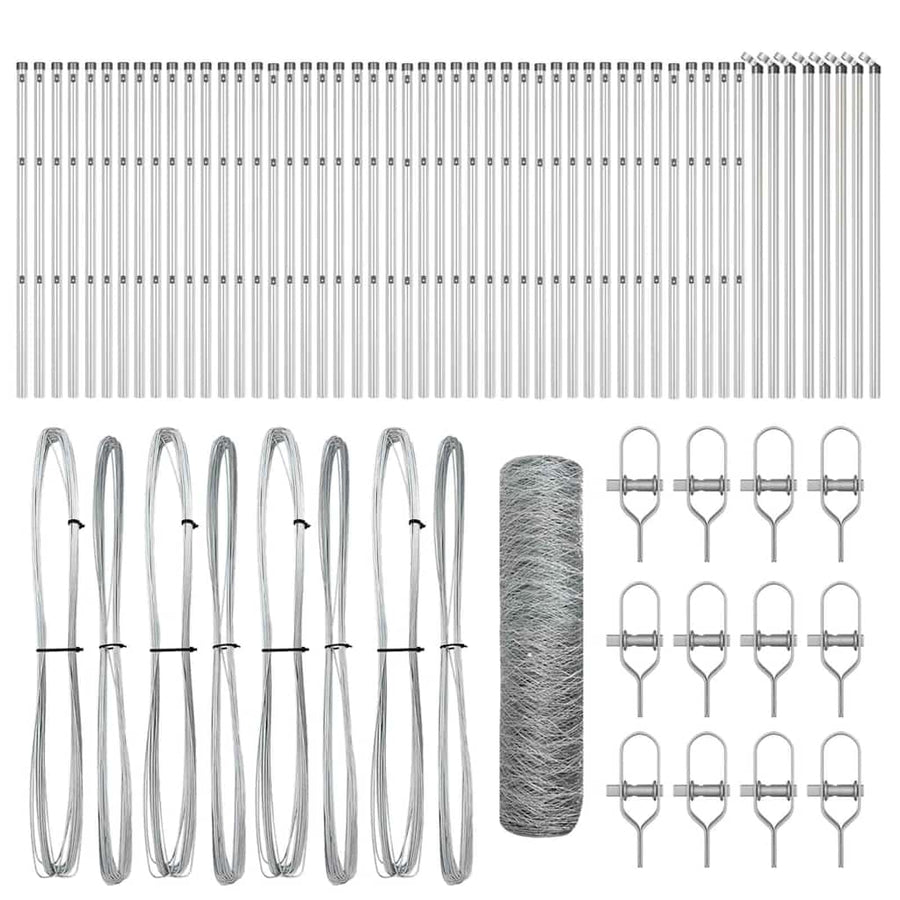 Afrasteringspaal Zilver 100 x 0,8 m (50 mm gaas) Staal