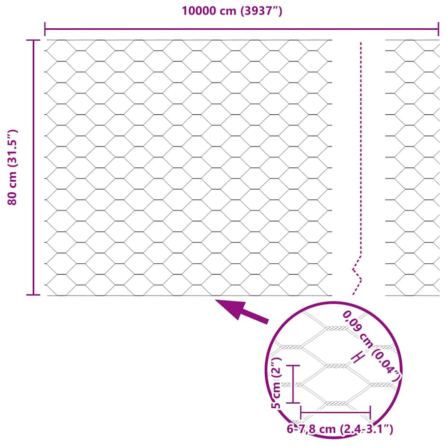 Afrasteringspaal Zilver 100 x 0,8 m (50 mm gaas) Staal