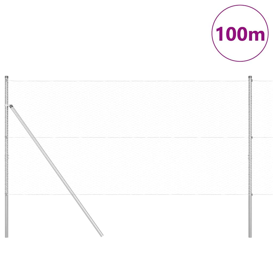Afrasteringspaal Zilver 100 x 1 m (25 mm gaas) Staal