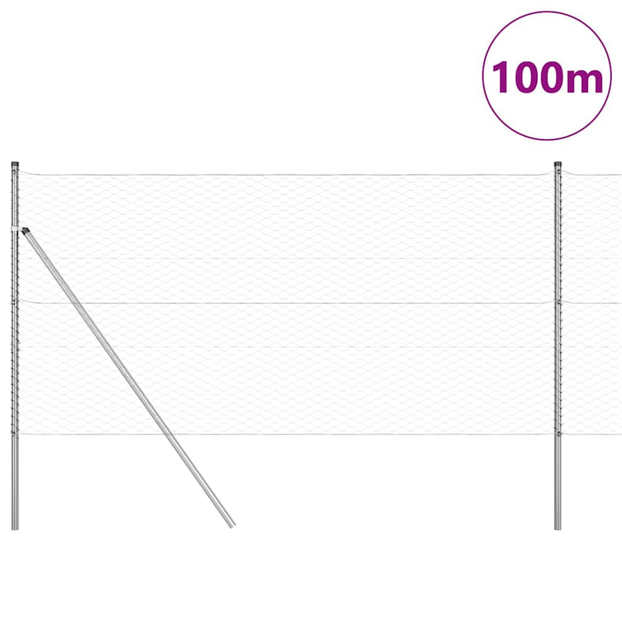 Afrasteringspaal Zilver 100 x 1,2 m (36 mm gaas) Staal