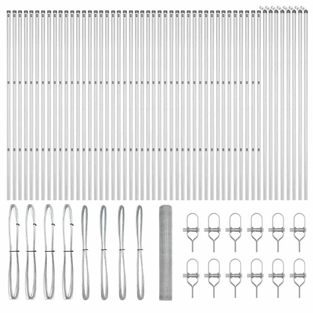 Afrasteringspaal Zilver 100 x 1,4 m (25 mm gaas) Staal