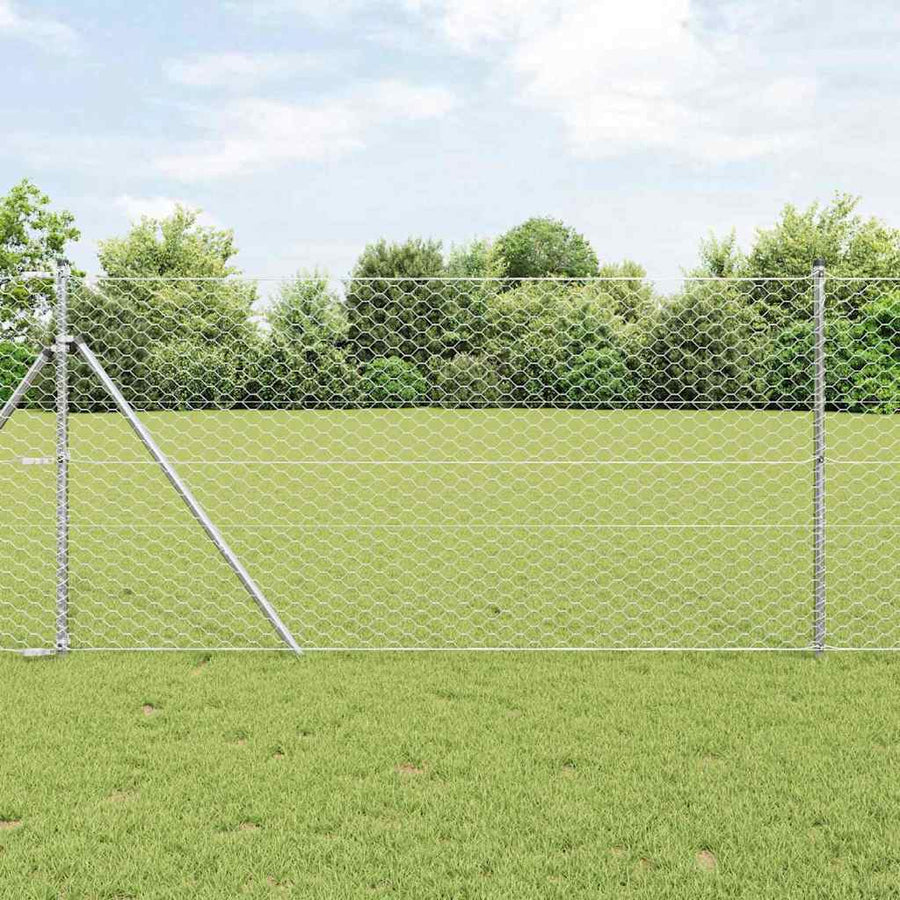 Afrasteringspaal Zilver 100 x 1,4 m (50 mm gaas) Staal