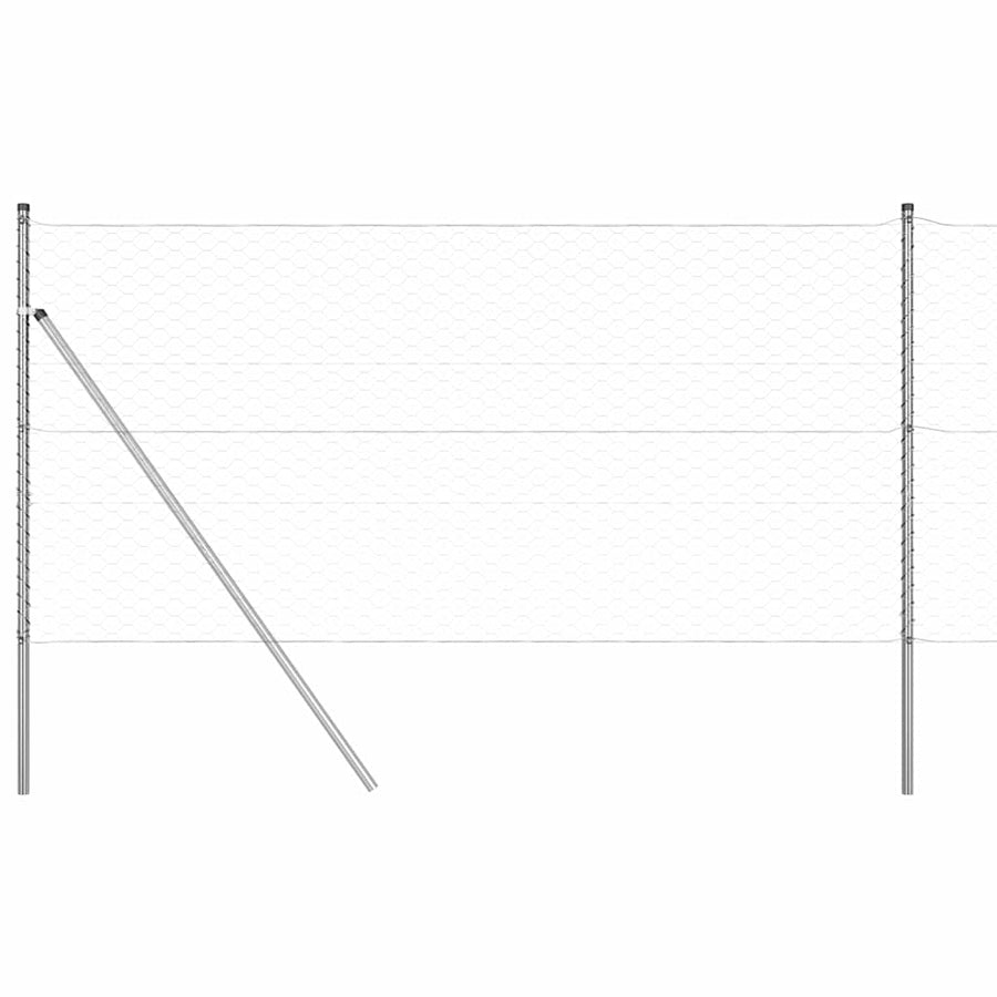 Afrasteringspaal Zilver 100 x 1,4 m (50 mm gaas) Staal