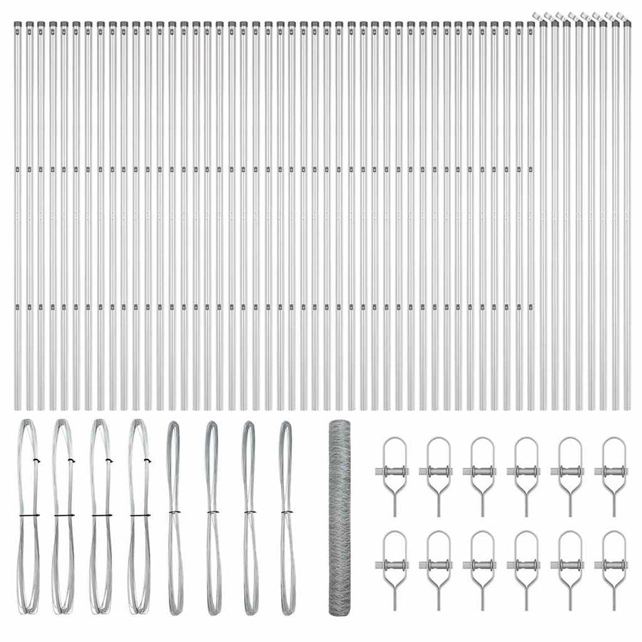 Afrasteringspaal Zilver 100 x 1,4 m (50 mm gaas) Staal