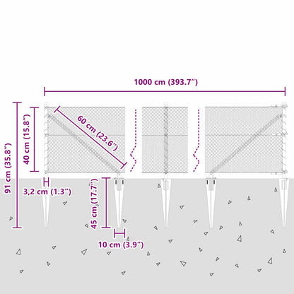 Afrasteringspaal Groen 10 x 0,4 m (13 mm gaas) Staal en PVC