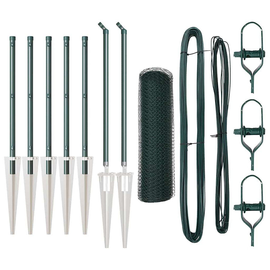 Afrasteringspaal Groen 10 x 0,4 m (25 mm gaas) Staal en PVC