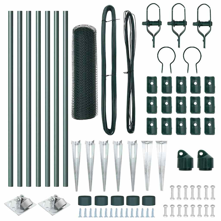 Afrasteringspaal Groen 10 x 0,4 m (25 mm gaas) Staal en PVC