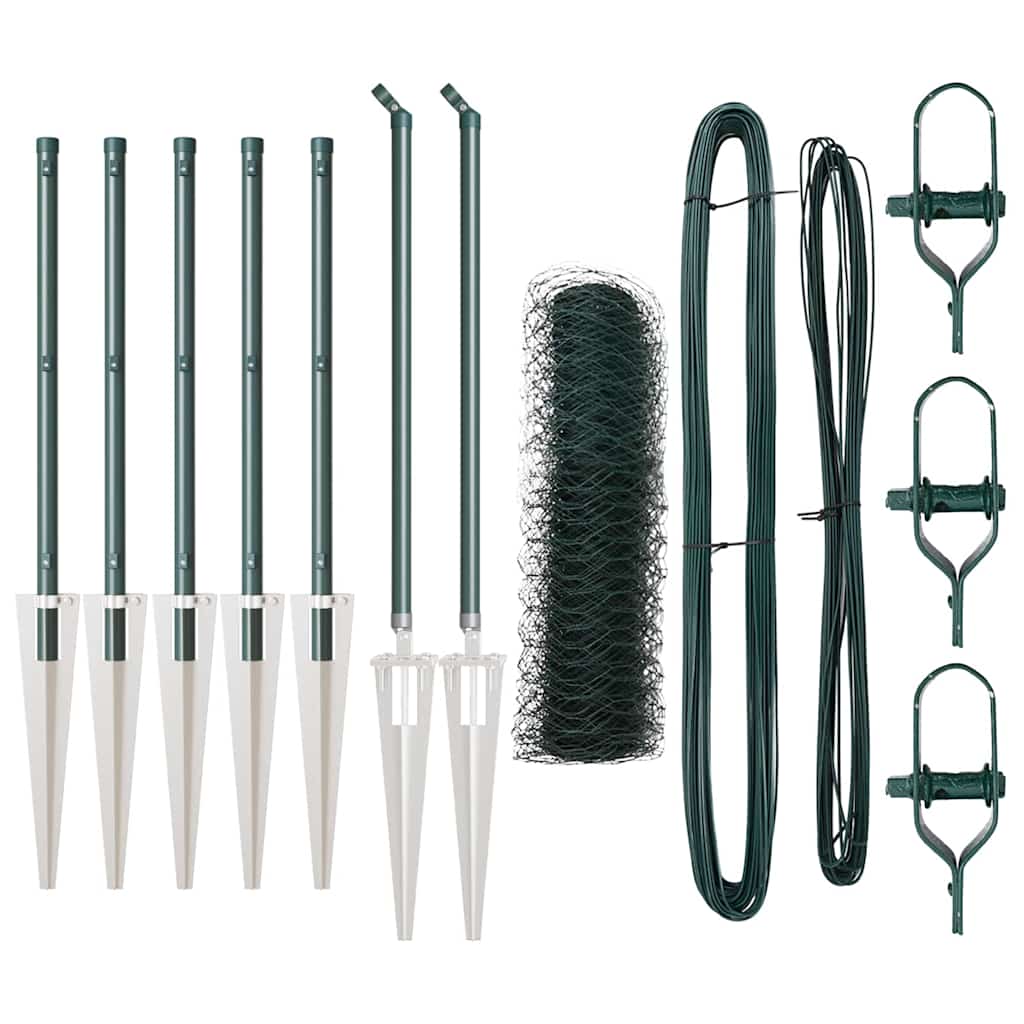 Afrasteringspaal Groen 10 x 0,5 m (36 mm gaas) Staal en PVC