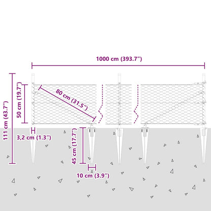 Afrasteringspaal Groen 10 x 0,5 m (36 mm gaas) Staal en PVC