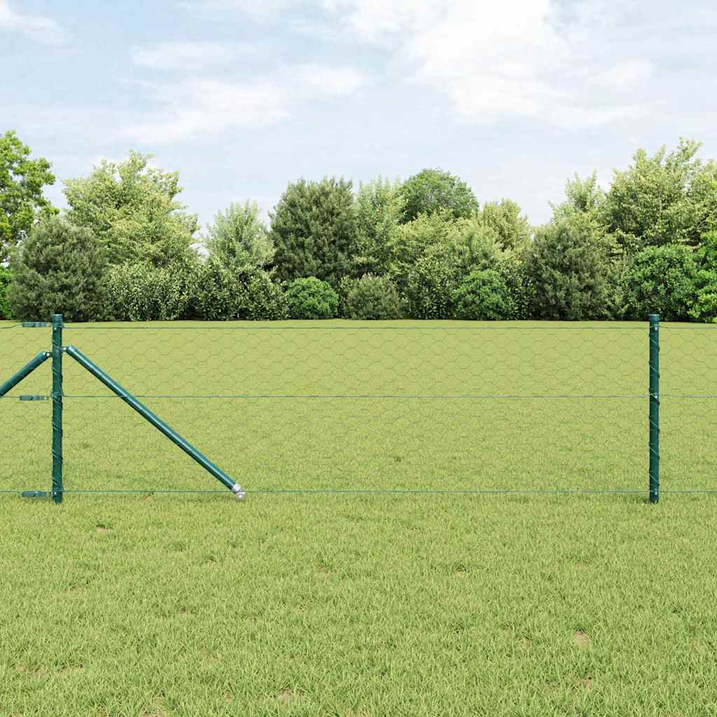 Afrasteringspaal Groen 10 x 0,8 m (50 mm gaas) Staal en PVC