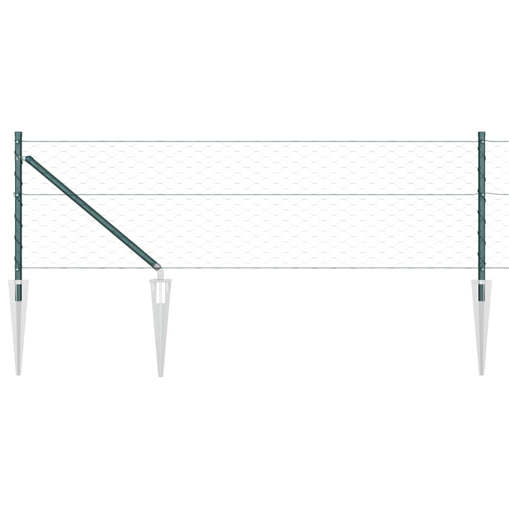 Afrasteringspaal Groen 10 x 0,8 m (50 mm gaas) Staal en PVC