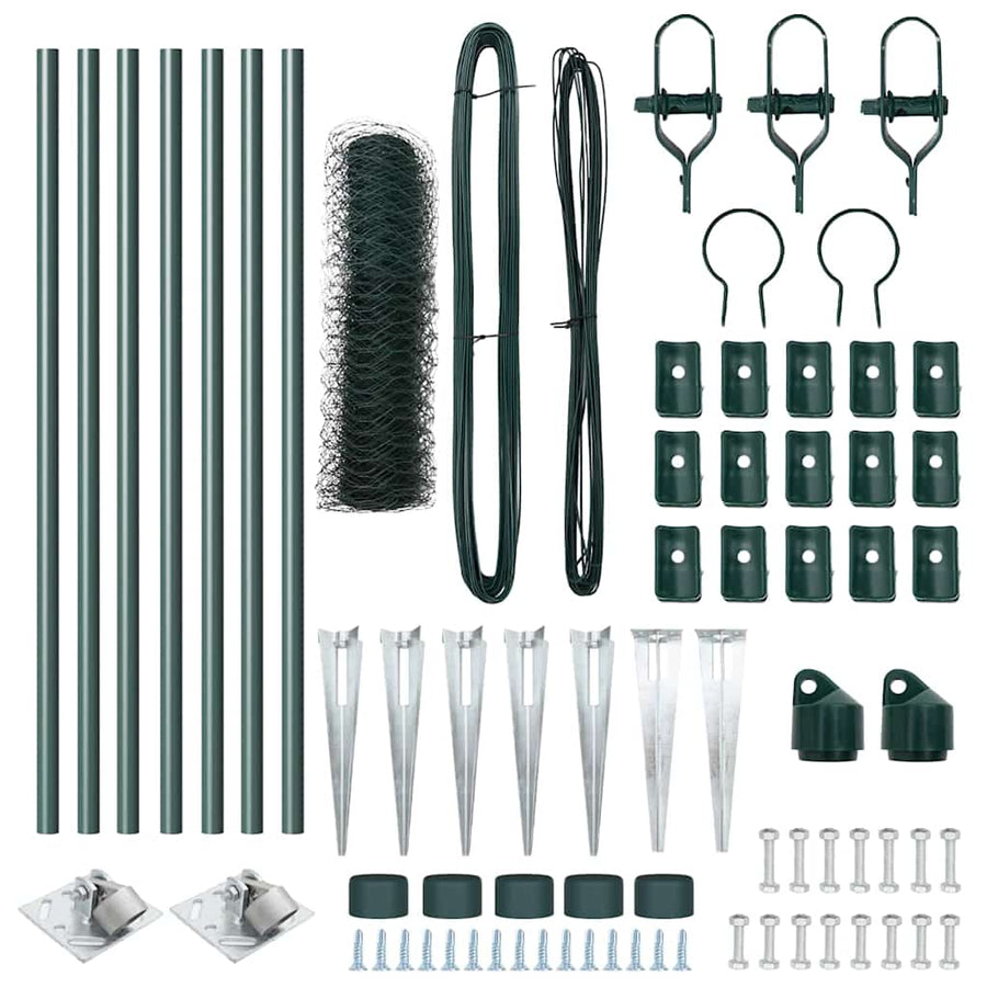 Afrasteringspaal Groen 10 x 0,8 m (50 mm gaas) Staal en PVC