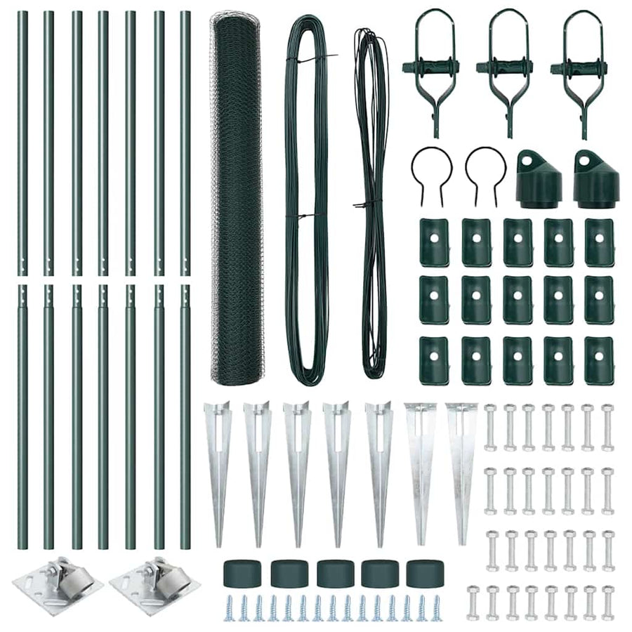 Afrasteringspaal Groen 10 x 1,2 m (13 mm gaas) Staal en PVC