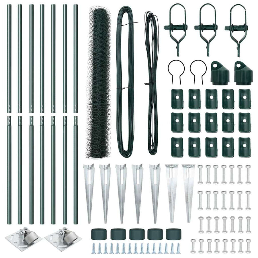 Afrasteringspaal Groen 10 x 1,2 m (36 mm gaas) Staal en PVC