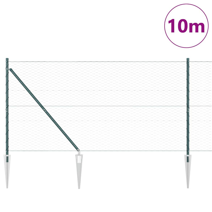 Afrasteringspaal Groen 10 x 1,2 m (36 mm gaas) Staal en PVC