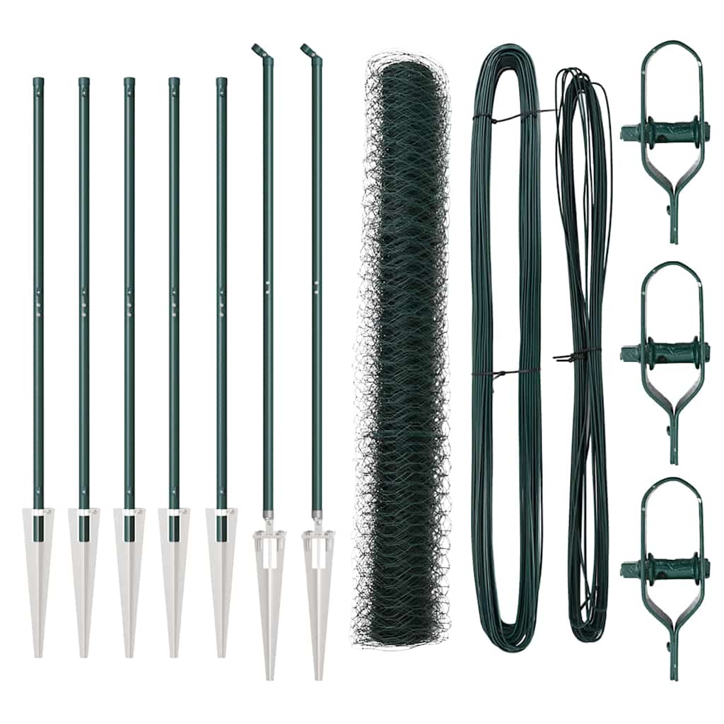 Afrasteringspaal Groen 10 x 1,2 m (50 mm gaas) Staal en PVC