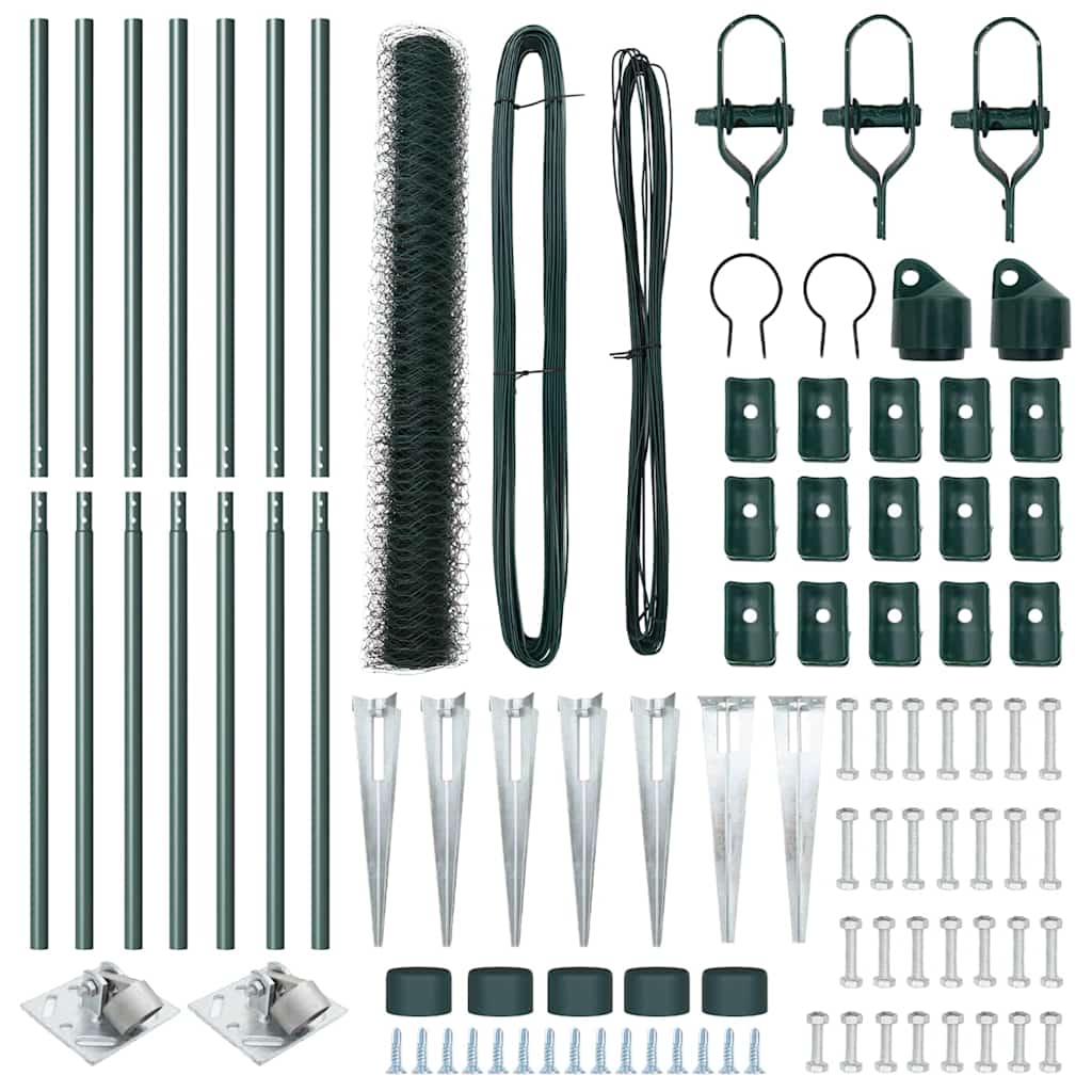 Afrasteringspaal Groen 10 x 1,2 m (50 mm gaas) Staal en PVC