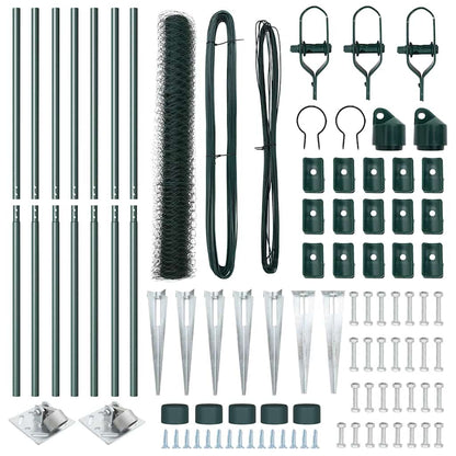 Afrasteringspaal Groen 10 x 1,4 m (50 mm gaas) Staal en PVC
