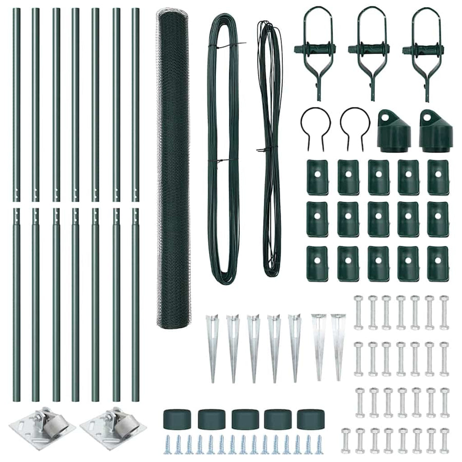 Afrasteringspaal Groen 10 x 1,5 m (25 mm gaas) Staal en PVC