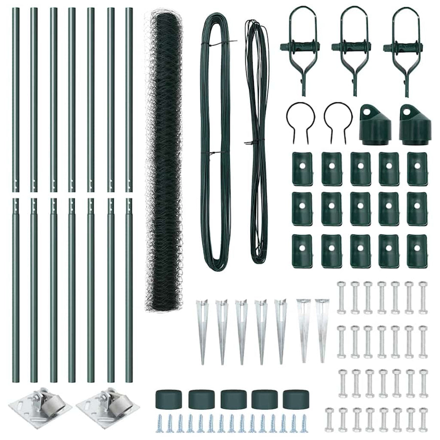 Afrasteringspaal Groen 10 x 1,5 m (36 mm gaas) Staal en PVC
