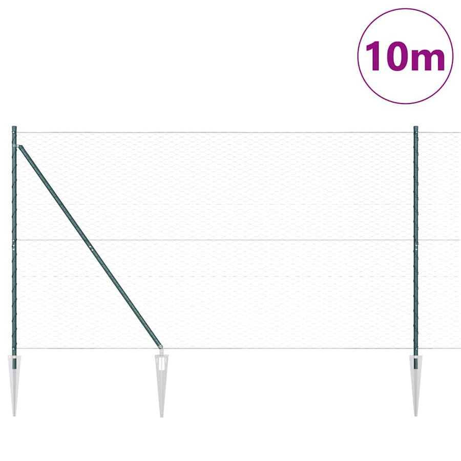 Afrasteringspaal Groen 10 x 1,5 m (36 mm gaas) Staal en PVC