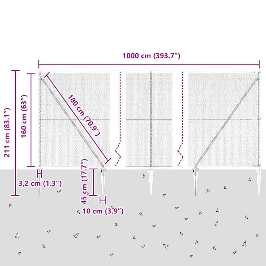 Afrasteringspaal Groen 10 x 1,6 m (13 mm gaas) Staal en PVC