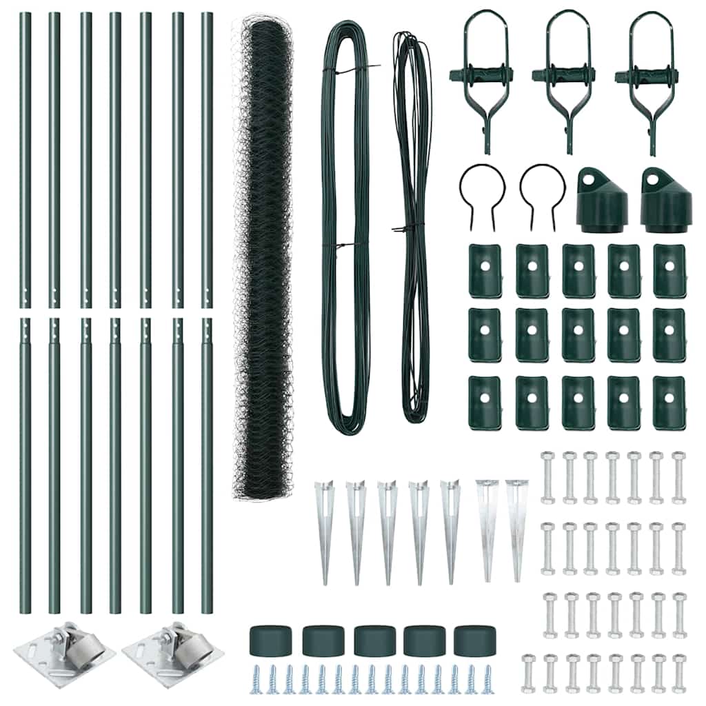 Afrasteringspaal Groen 10 x 1,6 m (36 mm gaas) Staal en PVC