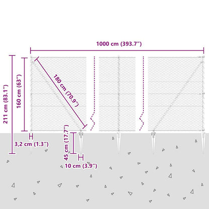 Afrasteringspaal Groen 10 x 1,6 m (36 mm gaas) Staal en PVC