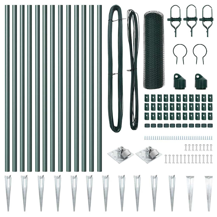 Afrasteringspaal Groen 25 x 0,4 m (25 mm gaas) Staal en PVC