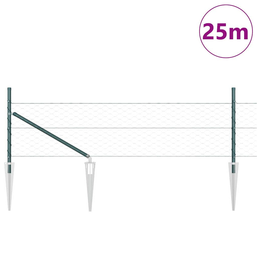 Afrasteringspaal Groen 25 x 0,4 m (50 mm gaas) Staal en PVC