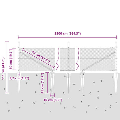 Afrasteringspaal Groen 25 x 0,5 m (13 mm gaas) Staal