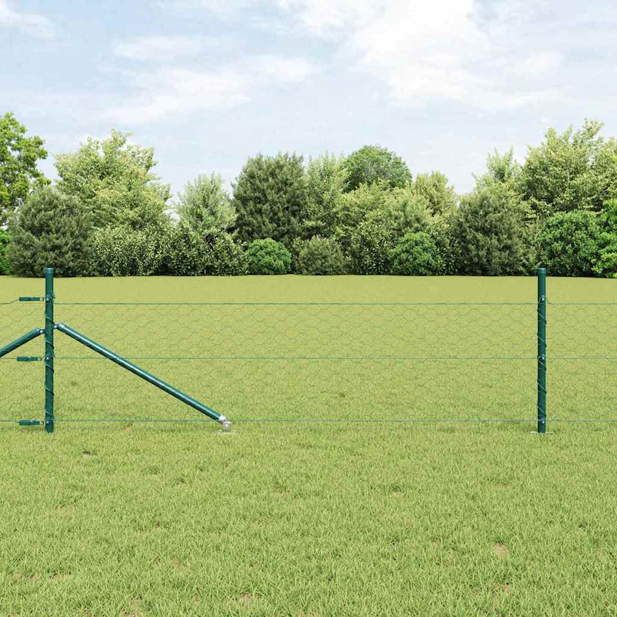 Hecke met palen Groen 0,5 x 25 m PVC-gecoat staal
