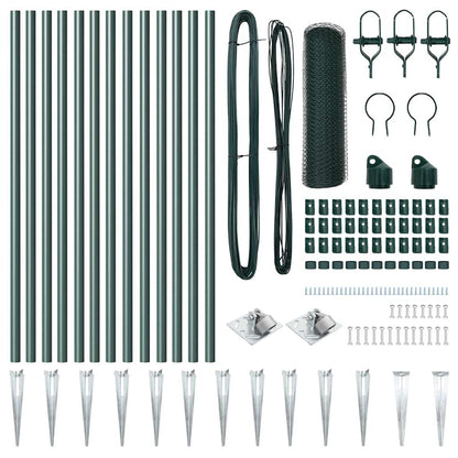 Afrasteringspaal Groen 25 x 0,6 m (25 mm gaas) Staal en PVC