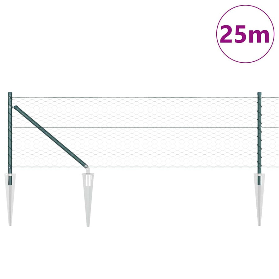 Afrasteringspaal Groen 25 x 0,6 m (36 mm gaas) Staal en PVC