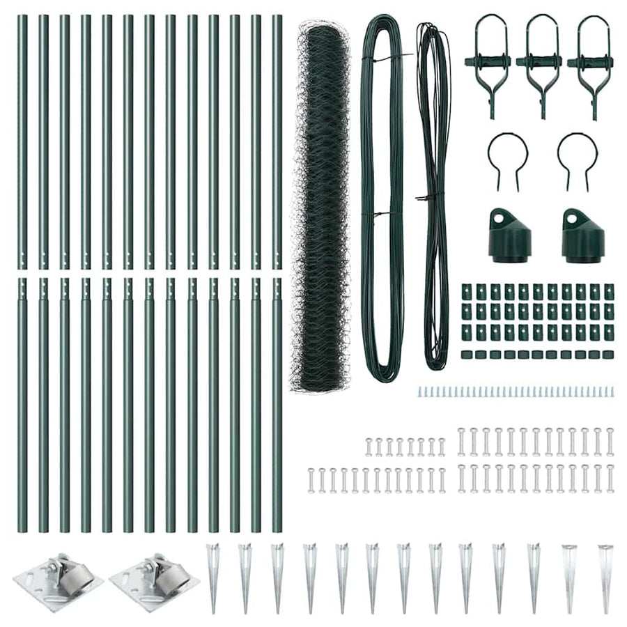 Afrasteringspaal Groen 25 x 1,4 m (36 mm gaas) Staal en PVC