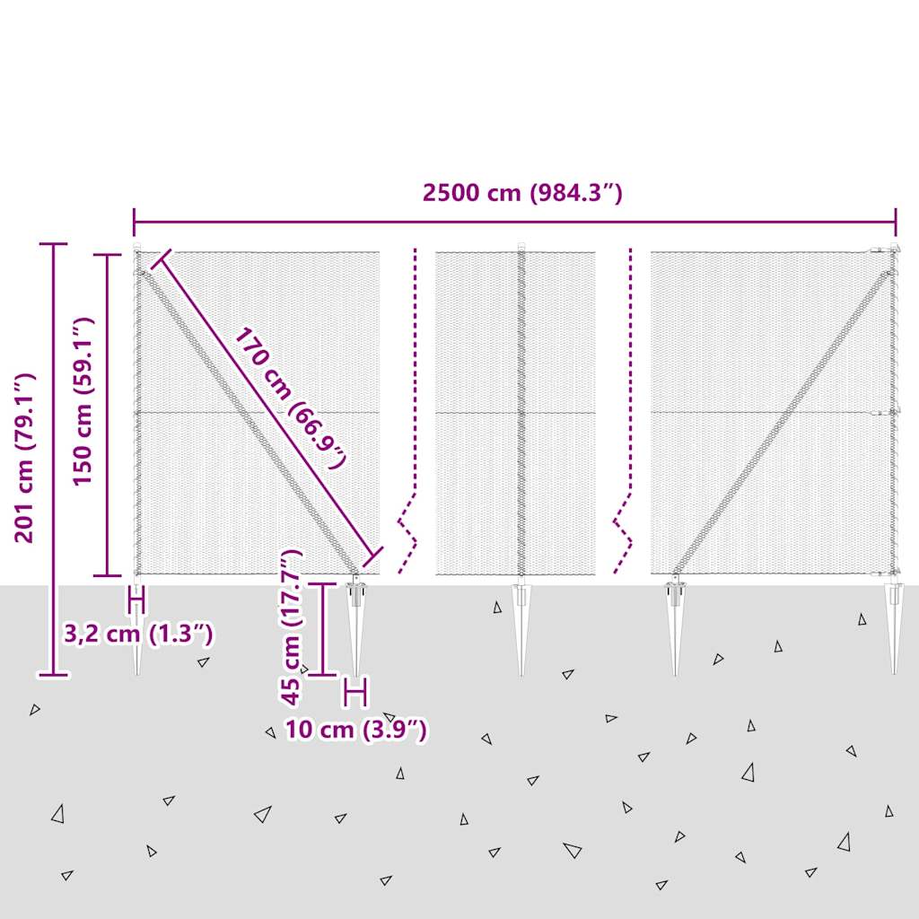 Afrasteringspaal Groen 25 x 1,5 m (13 mm gaas) Staal