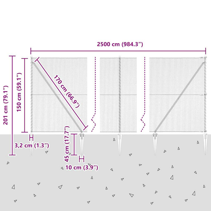 Afrasteringspaal Groen 25 x 1,5 m (13 mm gaas) Staal