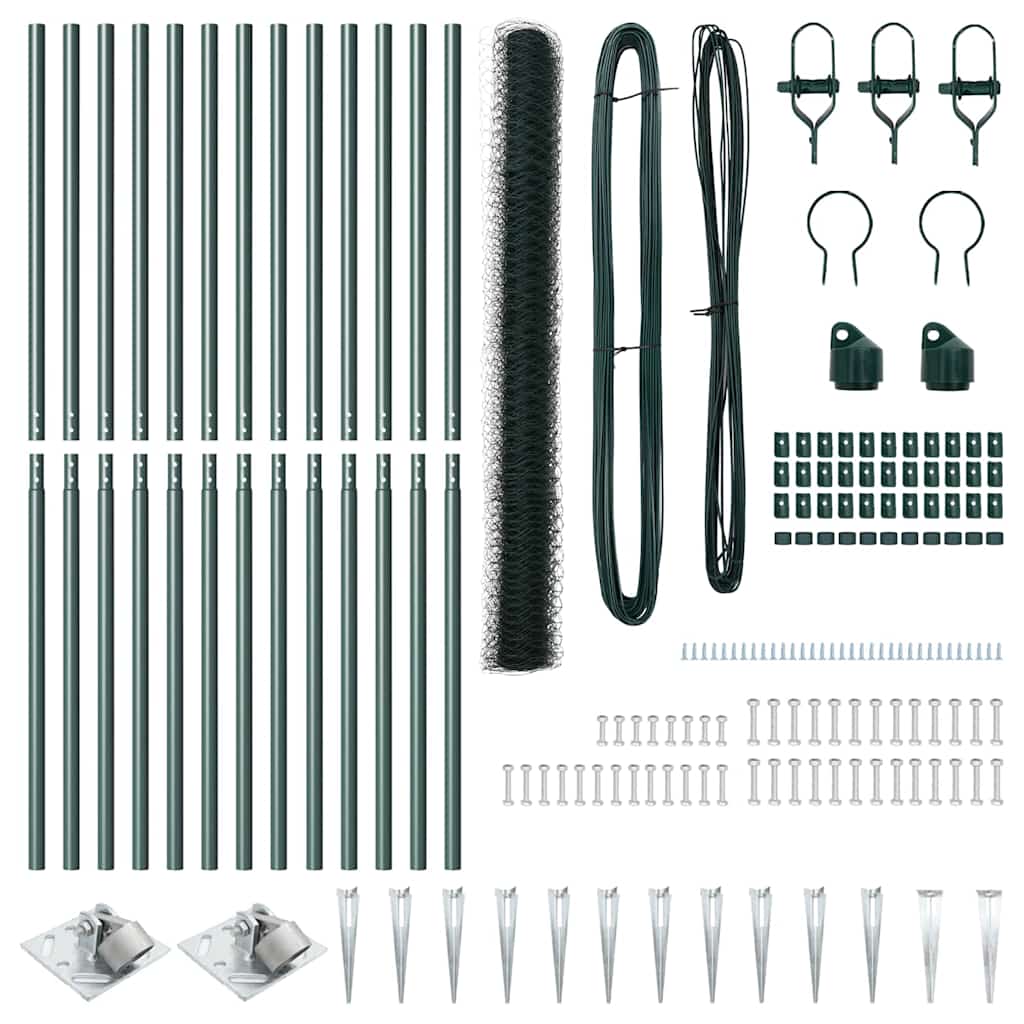 Afrasteringspaal Groen 25 x 1,6 m (36 mm gaas) Staal en PVC