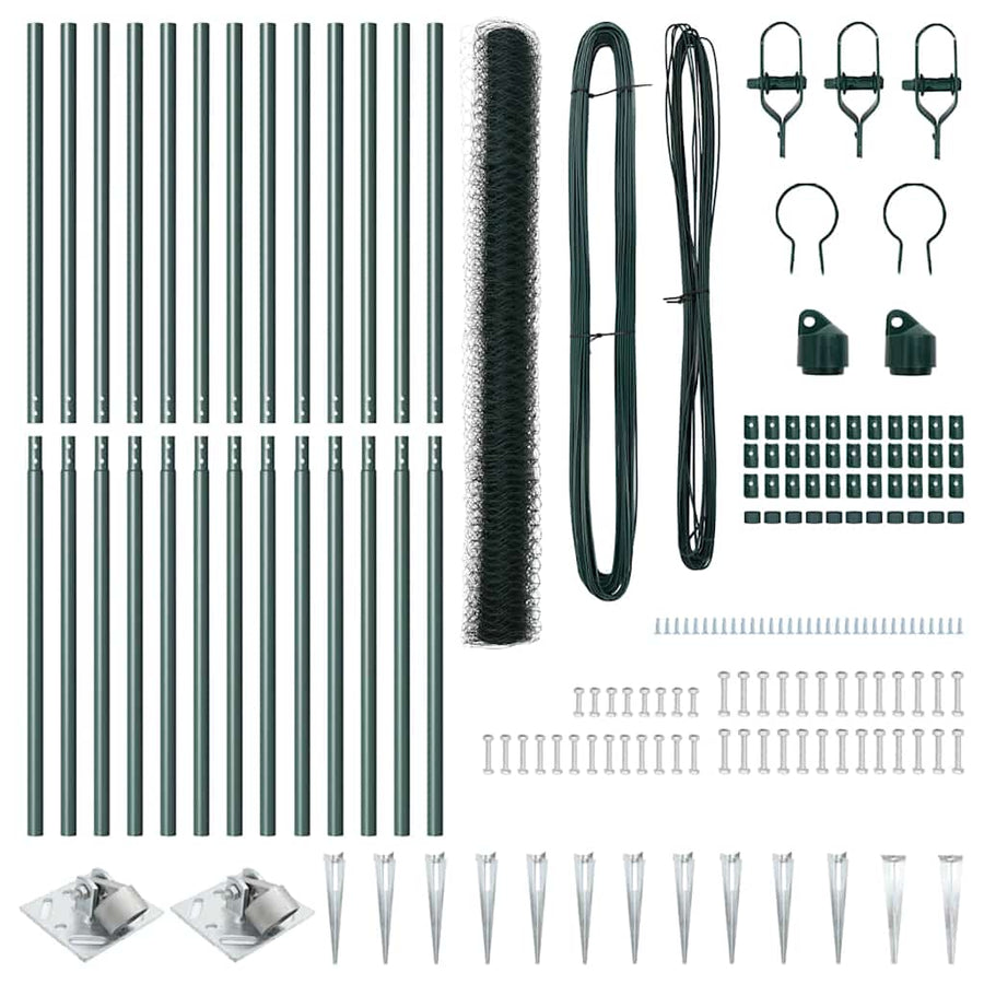 Afrasteringspaal Groen 25 x 1,6 m (36 mm gaas) Staal en PVC