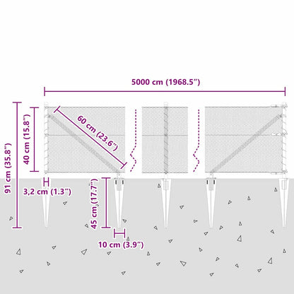 Afrasteringspaal Groen 50 x 0,4 m (13 mm gaas) Staal en PVC