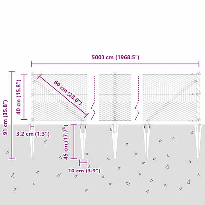 Afrasteringspaal Groen 50 x 0,4 m (25 mm gaas) Staal en PVC