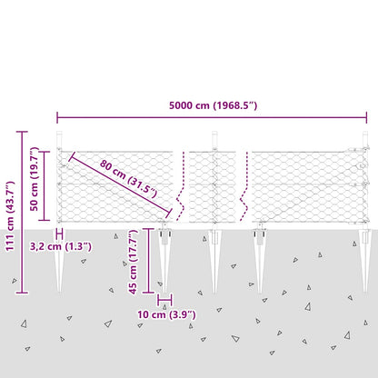 Afrasteringspaal Groen 50 x 0,5 m (50 mm gaas) Staal en PVC