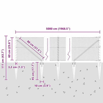 Afrasteringspaal Groen 50 x 0,6 m (13 mm gaas) Staal en PVC