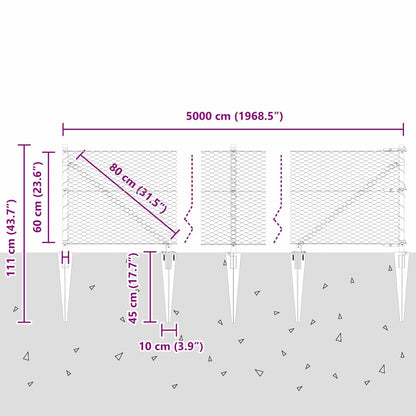 Afrasteringspaal Groen 50 x 0,6 m (25 mm gaas) Staal en PVC