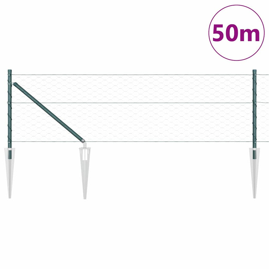 Afrasteringspaal Groen 50 x 0,6 m (50 mm gaas) Staal en PVC