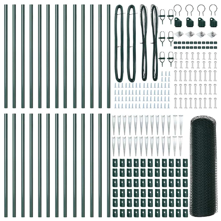 Afrasteringspaal Groen 50 x 0,8 m (25 mm gaas) Staal en PVC