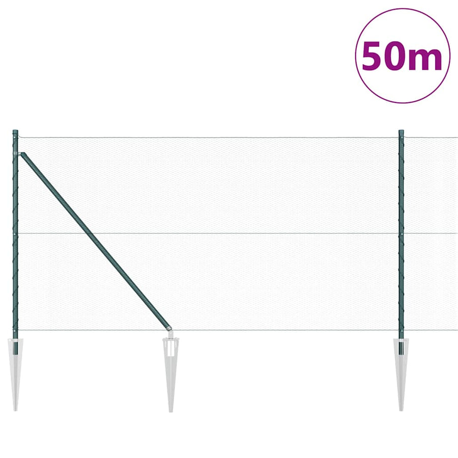 Afrasteringspaal Groen 50 x 1 m (13 mm gaas) Staal en PVC